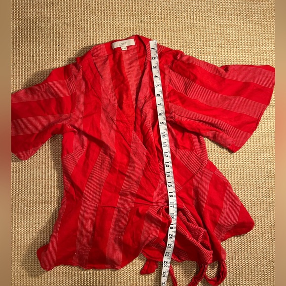 Red striped wrap LOFT Top - Picture 4 of 7